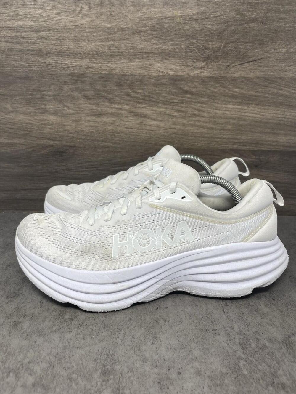 HOKA Bondi 8 Running Shoes Womens Size 11 White Athletic Running One One